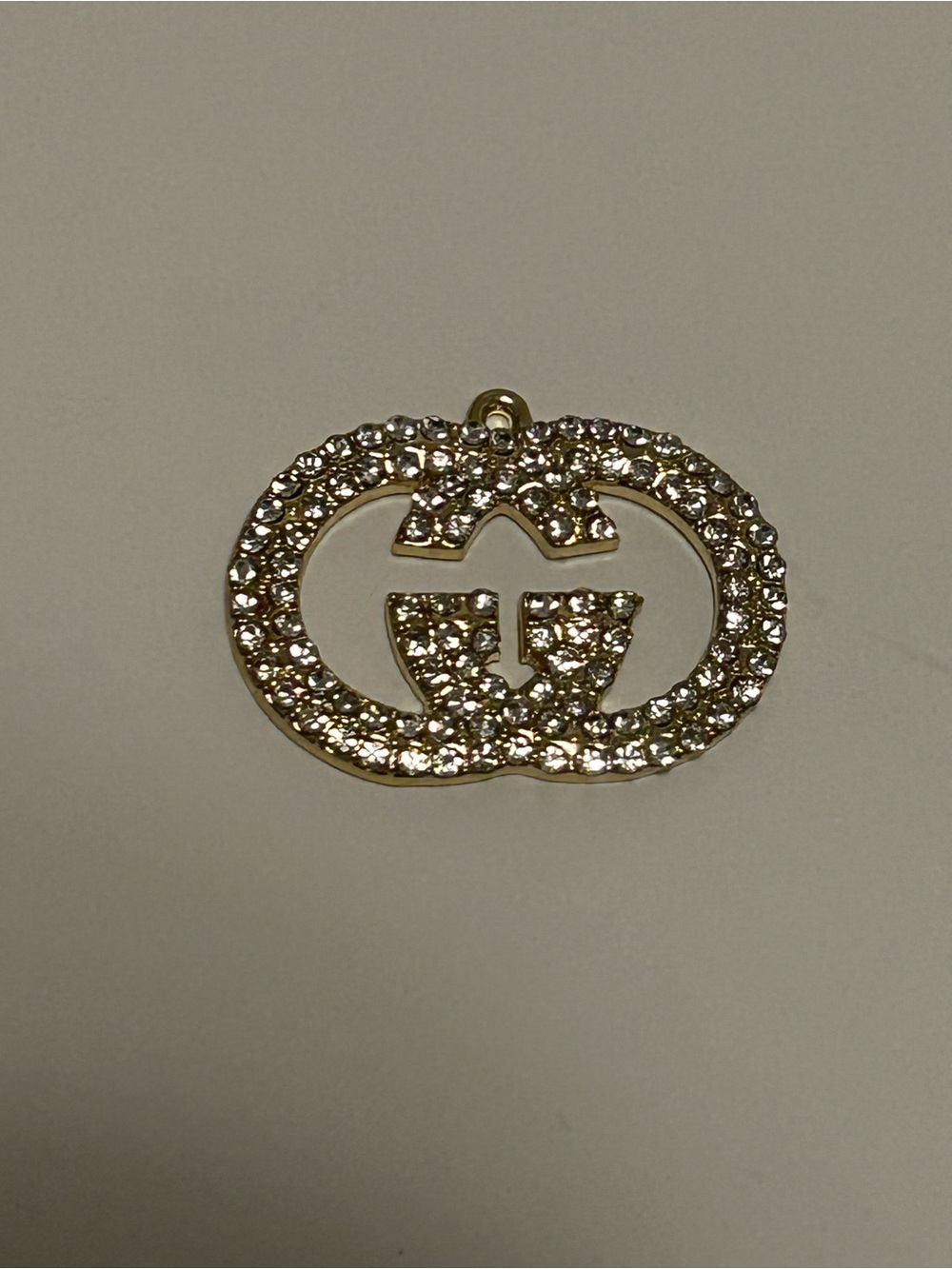 Gold-Tone Crystal Double-Loop Pendant Necklace Gucci Logo Charm